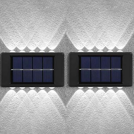 Projecteur Solaire Double FaceLampes Solaires Murales LED Lumière Blanche IP65 pour Porte d'Entrée et Allée Jardin 2pcs 10 Blanc (1/5)