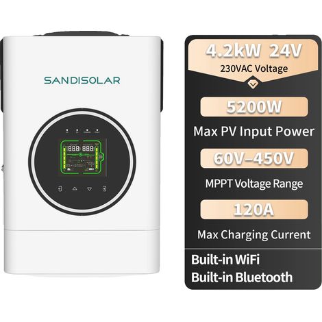 Inversor solar, entrada máxima de 5200 W, doble salida de CA, SD-PLUS-2442WP-EU, 220-240 V, 24 V (1/5)