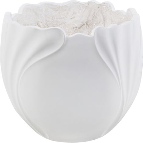 Maceta de óxido de magnesio con forma de flor escultural para jardín interior exterior resistente a la intemperie 40 L blanco crema Arpone (1/5)
