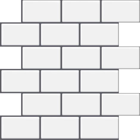 10-Pièces Sticker Carrelage Adhesif Mural 3d Brique Carreaux Métro Blanc pour Cuisine Salle de Bain (30.5x 30.5cm) (1/5)