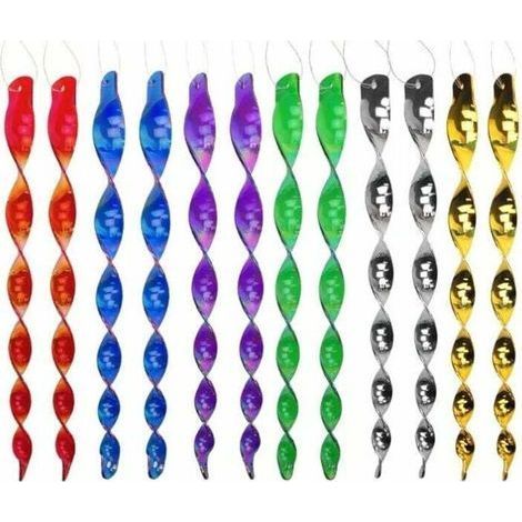 Ulisem Bird Repellent, 12 Pieces, Anti-Bird Spiral, Reflective, Rotating, Scare Birds, 6 Colors (30cm) (1/4)