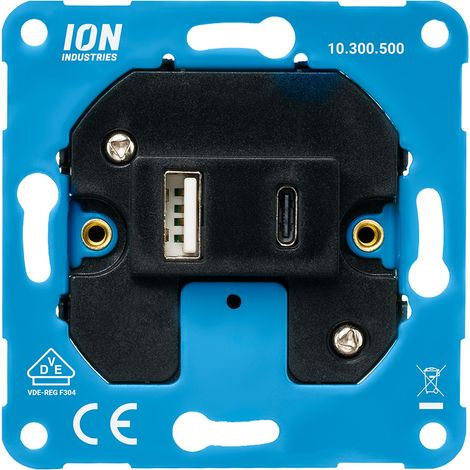 ION Industries Prise murale Noir Hxl7.1xL7.1cm