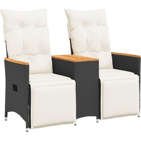 Maison Exclusive - Gartensofa 2-Sitzer Verstellbar mit Tisch Schw