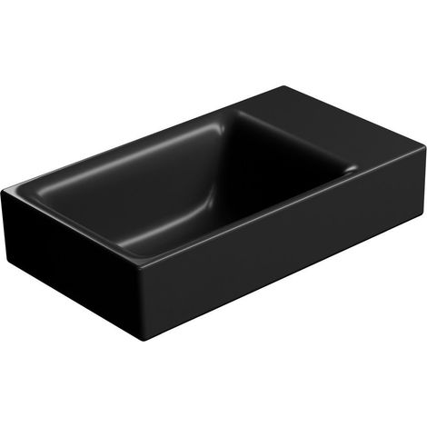 Lavabo en céramique NUBES 40x23cm, sans trou pour robinetterie, droite/gauche, noir mat (1/3)