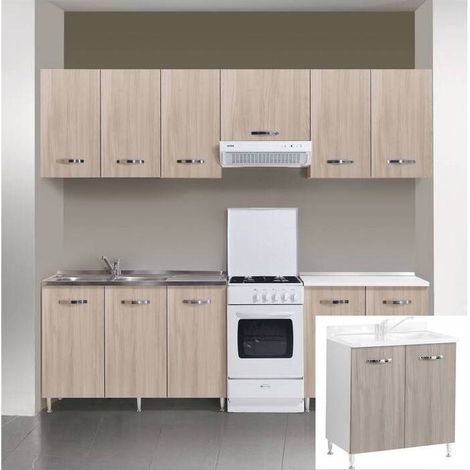 KIT CUCINA BASE 2 ANTE 80X50XH85 CM S/LAVELLO OLMO