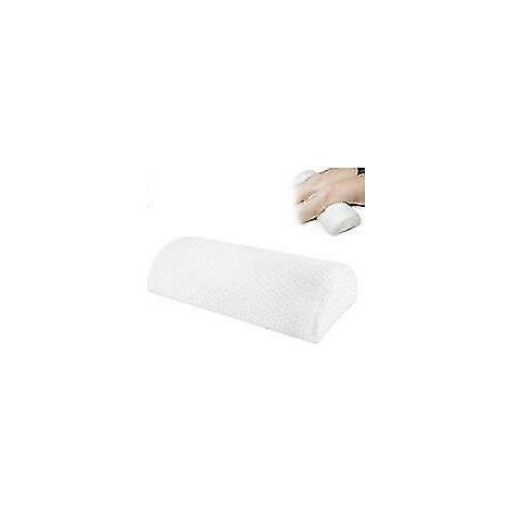 Coussin demi-lune, repose-pieds demi-cylindre, coussin repose-pieds en mousse à mémoire de forme, coussin pour les pieds à glisser sous le bureau, repose-pieds de bureau en mousse, blanc (1/5)