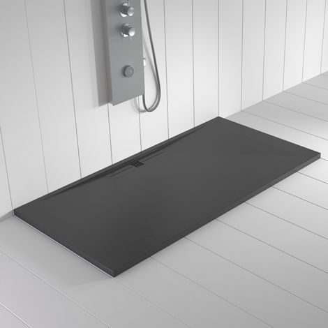 Receveur de douche Resine WIDE Anthracite (grille coloure) - 80x100cm - Grille + Valve OFFERTE (1/5)