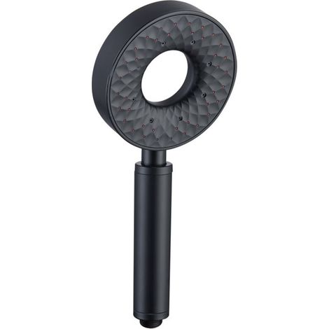Pommeau de Douche Anti Calcaire Douchette à Main Haute Pression 3 Fonction Pomme de Douche à Main Economie Deau Tête, ABS, Rond,Noir