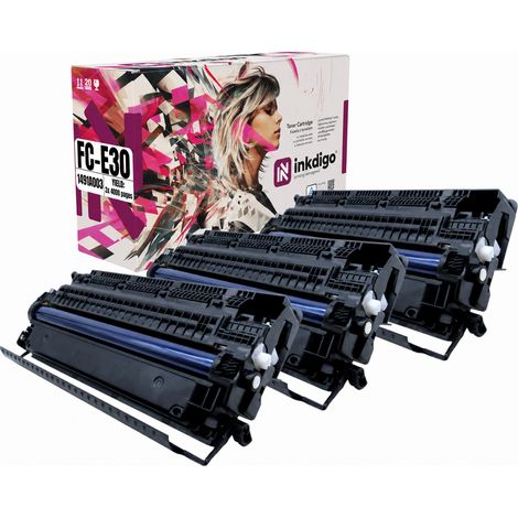 Toner Inkdigo E30 compatible avec les imprimantes multifonctions Canon FC100, PC140 et FC230. Certifié TÜV.