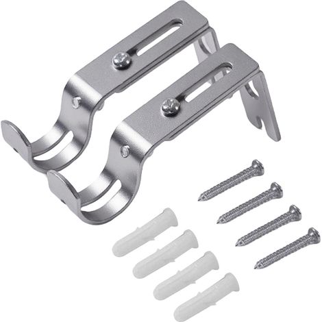 Lot de 2 supports muraux réglables pour tringles à rideaux Ø 16-25 mm, en métal, avec vis de cheville, pour chambre à coucher et salon (1/5)