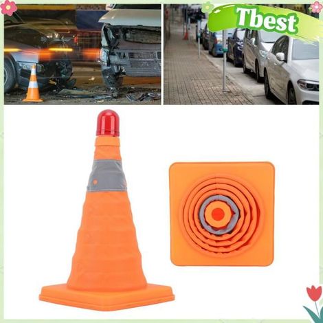 Tbest Cône de sécurité routière Cône de sécurité Réfléchissant LED Réglable avec Base Renforcée pour Rappel auto triangle (1/5)