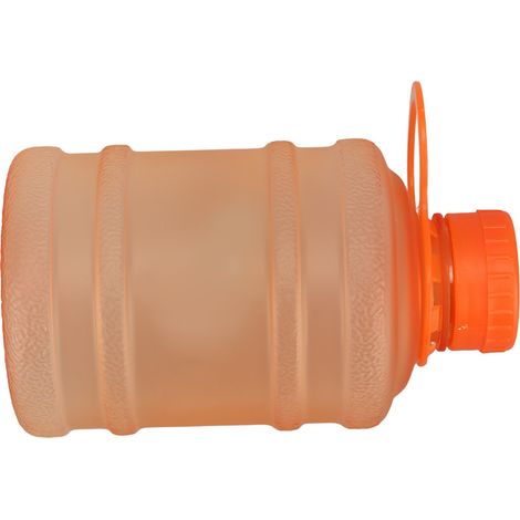 Große, tragbare 650-ml-Sportwasserflasche aus mattiertem Kunststoff mit Griff, orange (1/4)