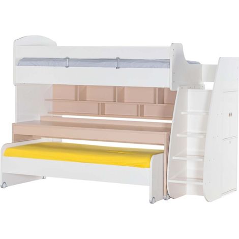 Litera con escritorio aglomerado blanco 182,7x252x107,8 cm (1/5)