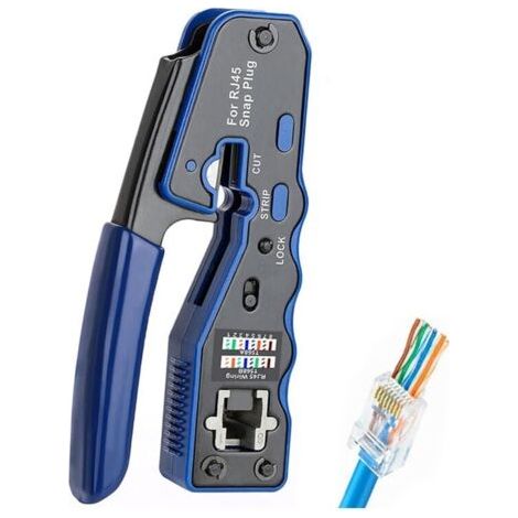 Pince à sertir cosse,Pince à sertir RJ45, Testeur de Réseau, Pince à dénuder, Installation Professionnelle de Réseau,Pince à Sertir Outil Sertissage RJ45 Pince Sertir Traverser Pour Réseau Ethernet RJ (1/5)