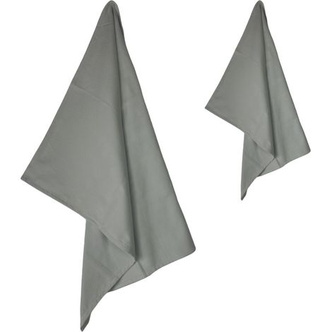 Set Asciugamani Microfibra 1+1 Viso e Ospite, Ultra Assorbenti, Leggeri, Asciugatura Rapida per Casa, Palestra e Viaggi Grigio (1/5)