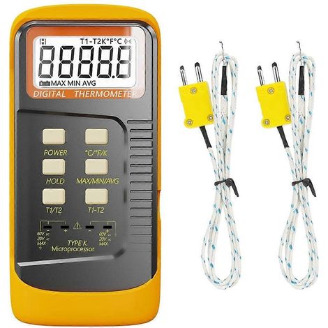 Thermomètre à thermocouple portable, sonde à thermocouple de type K à 2 canaux (voir illustration) (1/5)