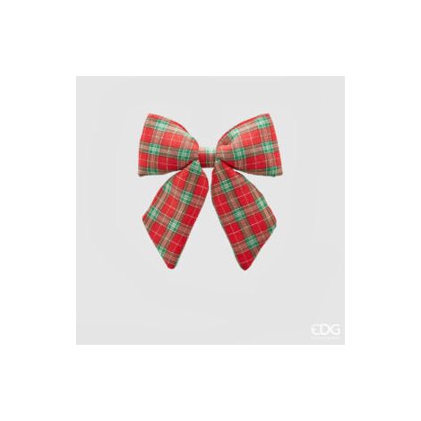EDG Enzo De Gasperi Fiocco Natalizio Tartan H28x36 cm Verde Rosso – Addobbo di Natale