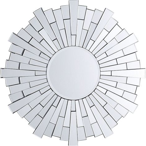 Wall Hanging Mirror Silver 70 cm Round Gloss Finish VIRE