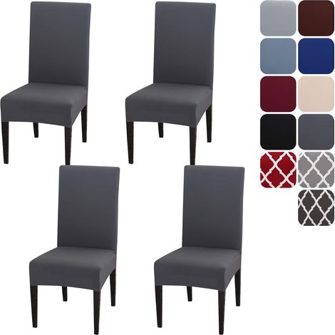 Juego de 4 fundas para sillas, fundas extraíbles y lavables para sillas de comedor, protector elástico para sillas para el hogar, la cocina, banquetes, restaurantes y fiestas. (1/5)