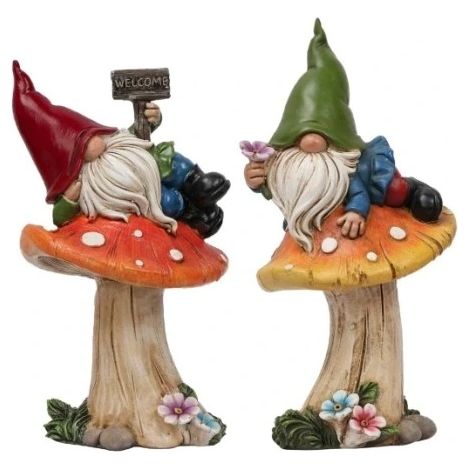 2x Gartenzwerg, Gartendekoration, Figur 17cm, Dekoration, Kröte, Set