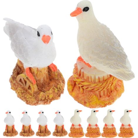 10 Stück Möwen Vogelskulptur aus Kunstharz als elegante