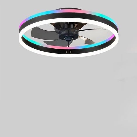 Plafonnier ventilateur – Noir – RGB – Dimmable – Commande distance – Chambre/salon/bureau – Design contemporain (1/5)