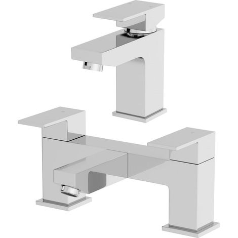 Modern Chrome Bath Filler Spout Hot Basin Sink Mixer Tap Mixer Taps Set Bathroom