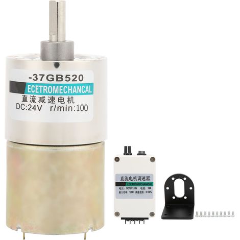 Moteur à engrenages réducteur avec support régulateur de vitesse réglable sens horaire/antihoraire DC12V XD-37GB520 100 tr/min (1/5)