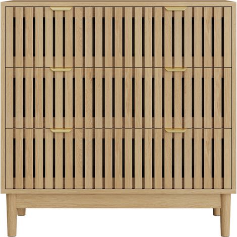 Moderne Kommode im Vintage-Landhausstil mit 3 Schubladen, Eichenoptik, 80 x 39 x 80 cm (1/5)
