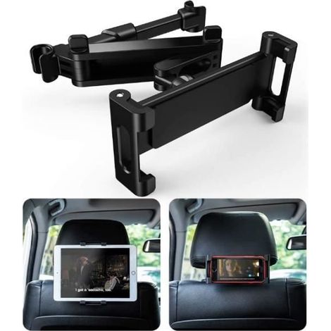Support Tablette Voiture - Universel - Rotation 360° - Taille Réglable 6-12 Pouces - Noir (1/4)