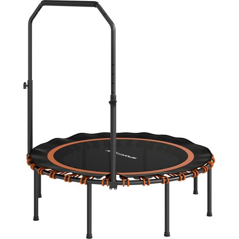 Trampoline de fitness avec barre de maintien réglable, trampoline sportif pour une utilisation intérieure et extérieure, acier, plastique, orange