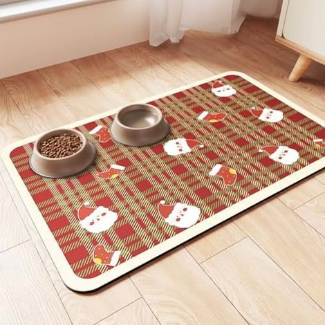 Tapis Alimentation Animaux - Tapis Absorbant avec Dos en Caoutchouc Étanche - Pour Bol Alimentaire et Bol Eau - 50 x 30 cm - 1 Pièce (1/5)