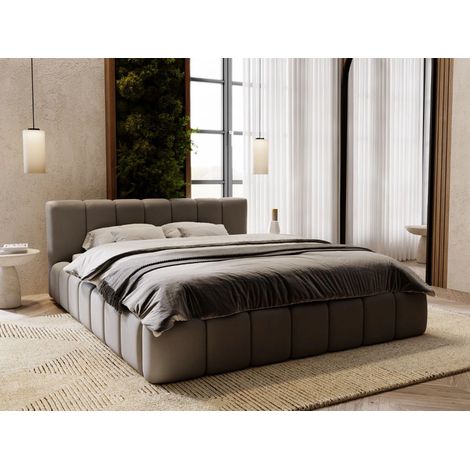Lit rembourré avec rangement 120x200 velours gris foncé Split (1/5)
