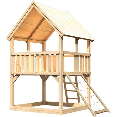 Akubi Spielturm Luis natur mit Netzrampe