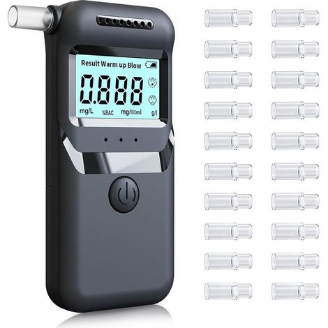 Ethylotest Electronique, Ethylotest Professionnel avec Affichage Numérique LCD, Précision de Qualité, Portable Testeur d'alcool ave 20 Embouchures, Alcootest Personnel pour Usage Domestique (1/5)