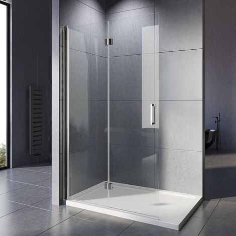 WDWRITTI 100x195cm Walk in Dusche Duschwände Walk in Duschwand Falttür Duschabtrennung Duschtrennwand Glaswand, 6mm Nano ESG-Sicherheitsglas
