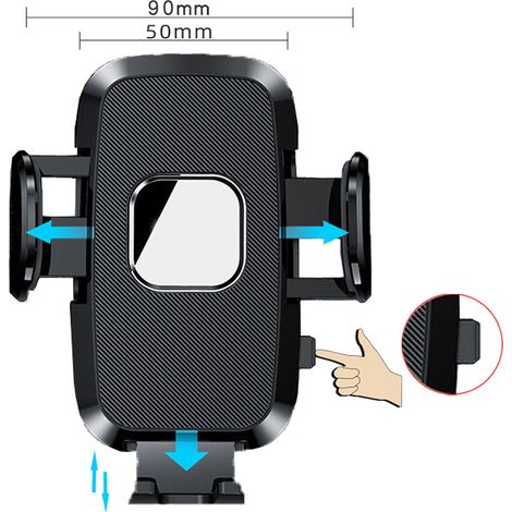 Support de téléphone portable pour voiture avec fixation par clip, rotation à 360°, support de fixation pour sortie d'air et ventouse. (1/5)
