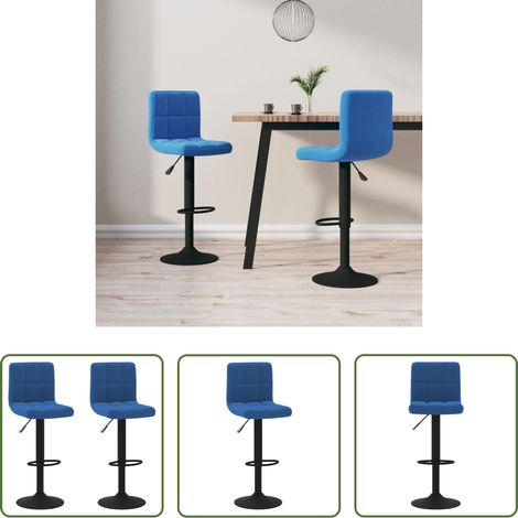 Tabouret de bar - Tabourets de bar lot de 2 bleu velours (1/5)