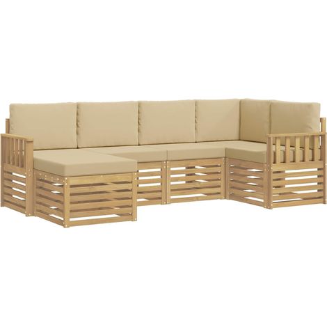 Outdoor-Sofagarnitur 6 pcs Weiß und Beige 247 x 128,5 x 73 cm vidaXL