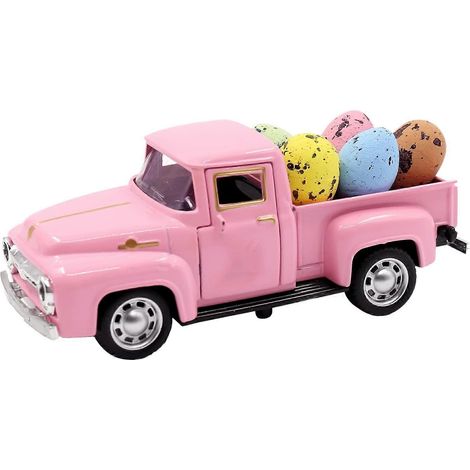 Herbstdeko, Wohndeko, Osterdeko, metallisch-rosa Mini-Truck, Etageren-Eierkarton, Vintage-Truck in Rosa, Wohndeko, Schlafzimmerdeko (1/3)