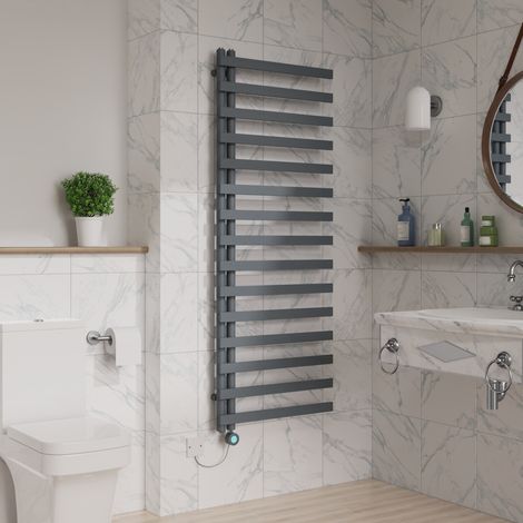 1600x600mm Electric Thermostatic Towel Rail Timer Sand Grey (1/5)