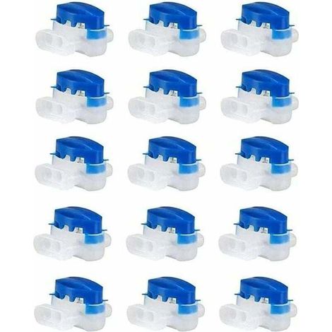 Packung mit 15 wasserdichten 3-Loch-Crimpverbindern, gelgefüllten elektrischen Drahtverbindern, Rasenmäherverbindern, 314-Drahtverbindern, perfekt für Garten und Außenbereich (blau) (1/4)