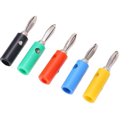 Jeu de 10 connecteurs JT-002 4mm en alliage de cuivre, forme croisée, sans soudure, pour instruments pédagogiques, couleurs variées (rouge, noir, jaune, bleu, vert). (1/5)