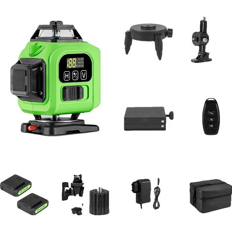 Niveau Laser, 16 Lignes, Télécommande Bluetooth, Ensemble de 2xBatteries (1/2)