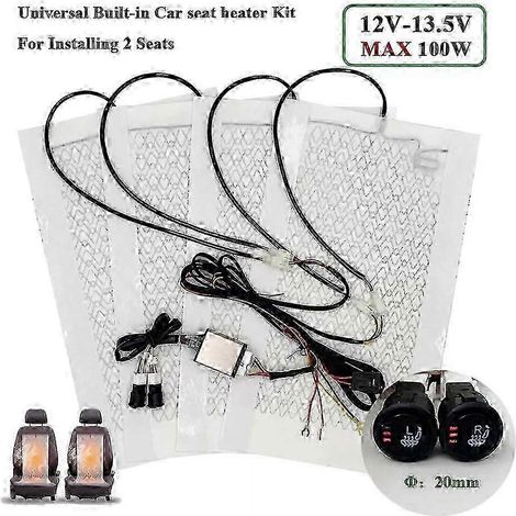 Kit de 4 coussins chauffants universels en fibre de carbone 12 V pour voiture, 2 sièges, avec interrupteur à 3 niveaux. (1/5)