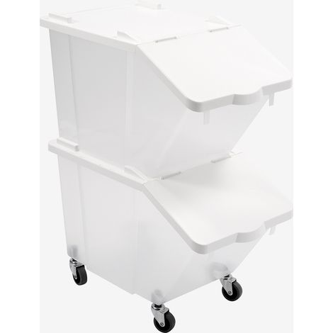 Bacs à ingrédients 30 L + couvercles + 4 roues - Lot de 2 - Gilac