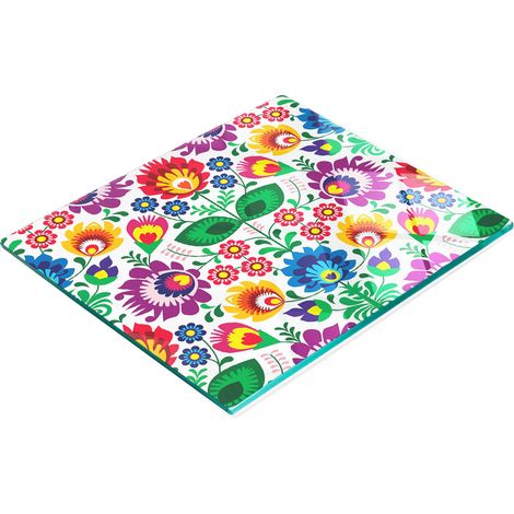Tablero decorativo multifuncional de vidrio templado con dise帽o 茅tnico, 60x52 cm.
