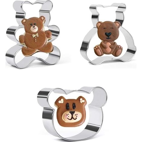 3 Piece Stainless Steel Teddy Bear Cookie Cutters (1/5)