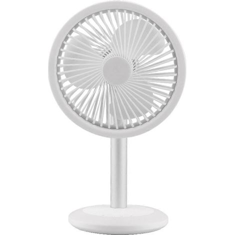Ventilateur de table rechargeable par USB avec 7 LED, 3 vitesses et angle réglable pour la maison et la chambre.