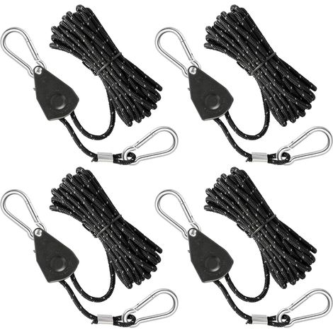 Corde Réfléchissante 4mm x 4m pour Tente - Lot de 4 Pièces avec Tendeur Aluminium - Idéal pour Camping et Randonnée (1/5)